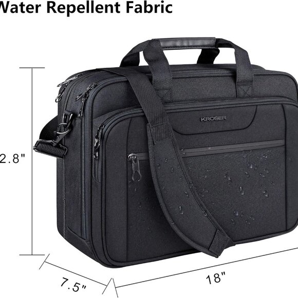 LaptopBag Expandable Laptop Briefcase Fits Up to 17.3Inch Laptop Water-Repellent - Picture 3 of 7